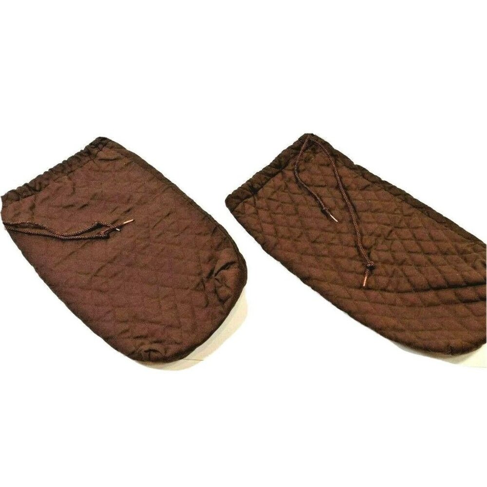 Quilted Brown Drawstring Pouches 15" Handmade For Storage & Organization 38L